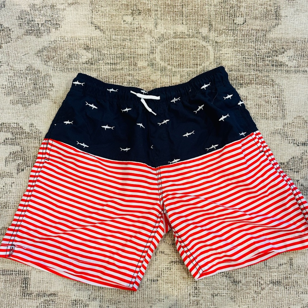 Nautical Red and Blue Kids Swim Trunks